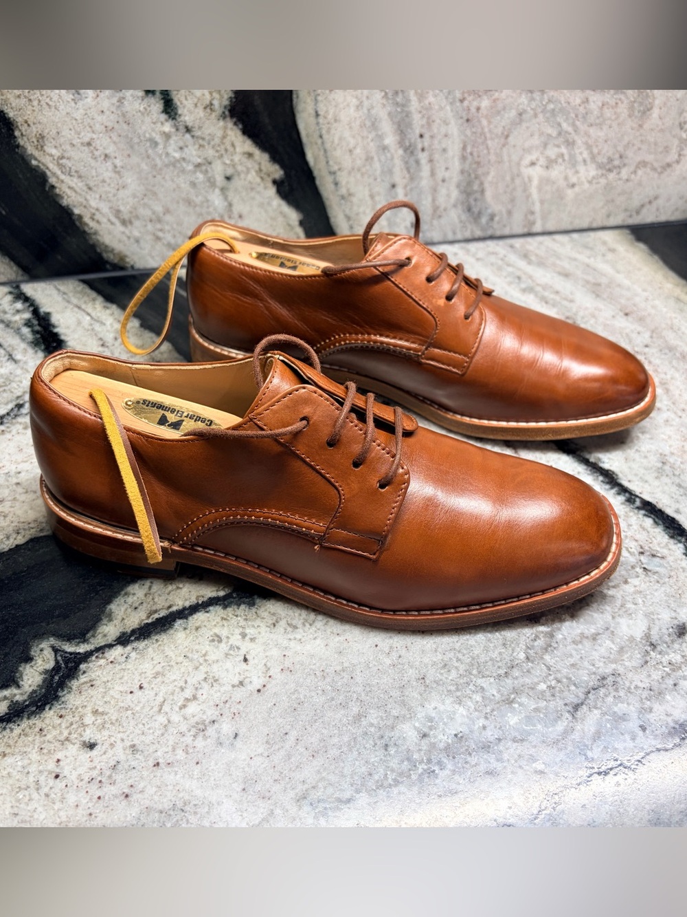Clarks Plus Cushion Cognac Leather Derby Shoes Women’s US 7 EU 37.5